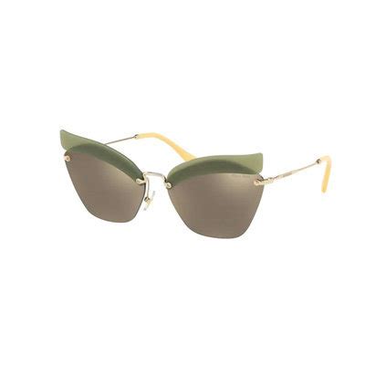 Miu Miu MU 56TS BY61C0 Green Gold Metal Cat